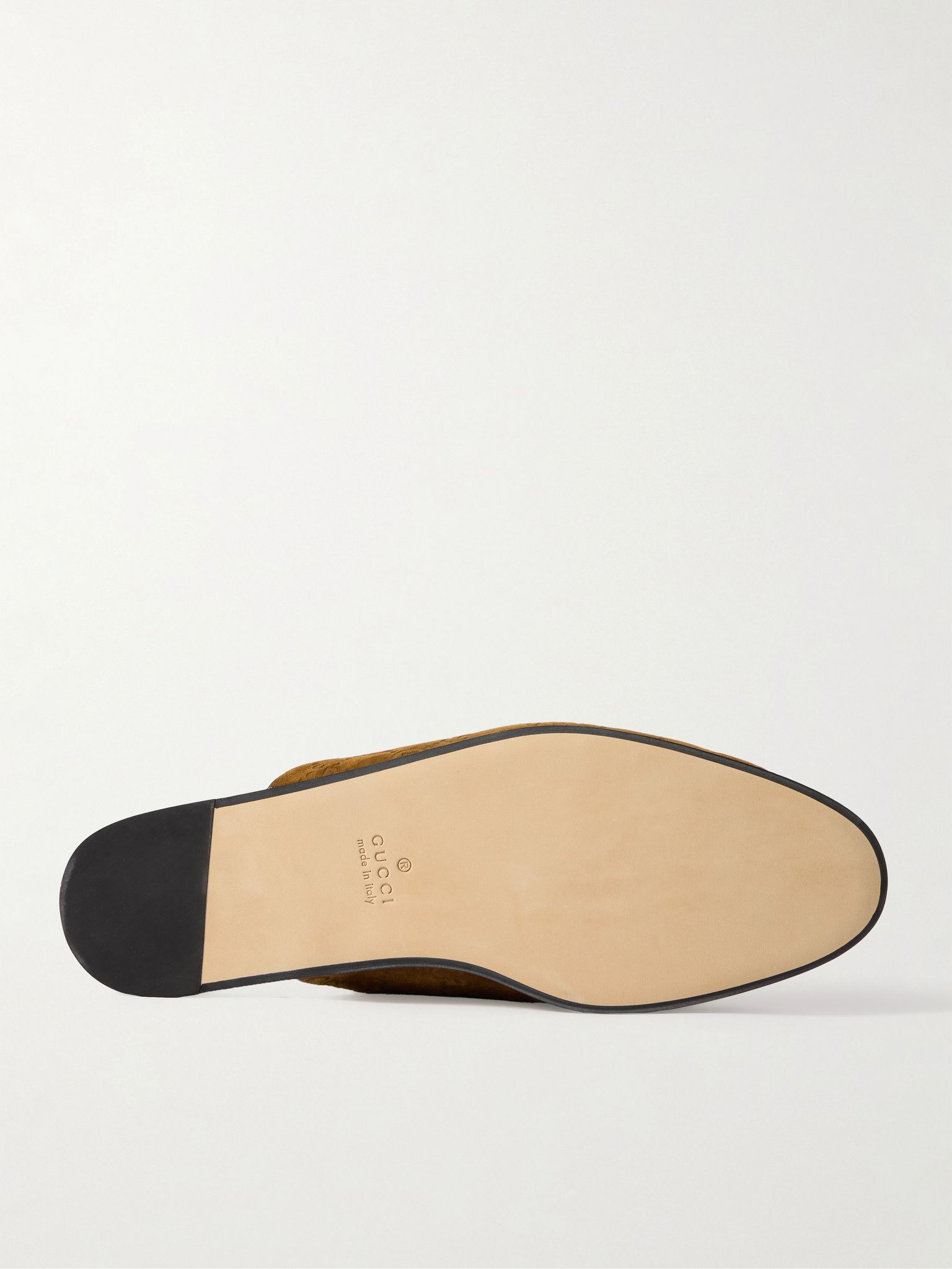 Horsebit-Embellished Logo-Debossed Suede Slippers Brown - 3