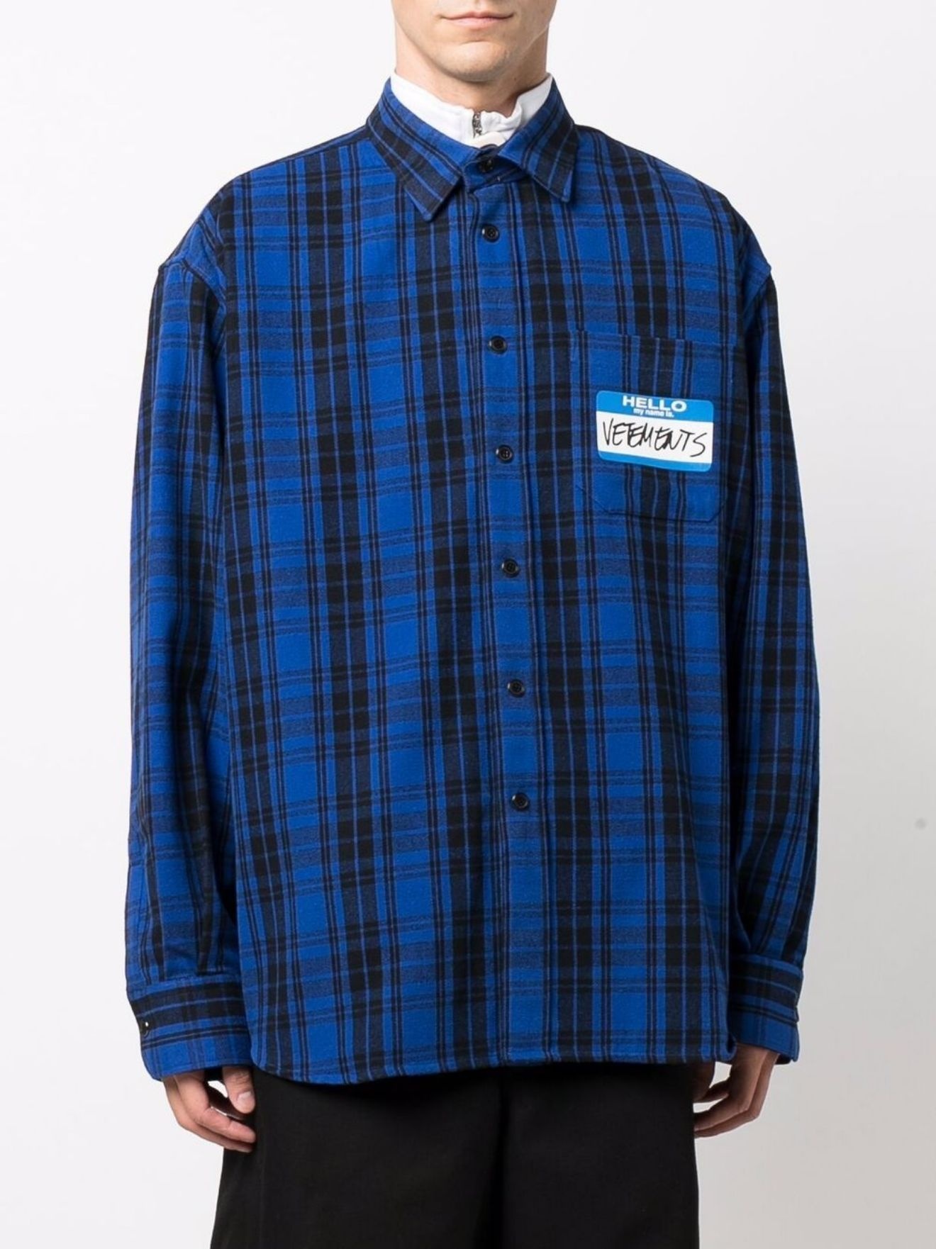 logo-patch check-print shirt - 4