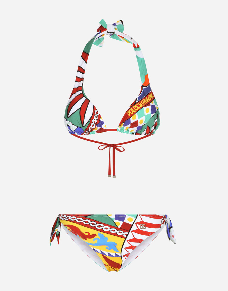 Carretto-print triangle bikini 1