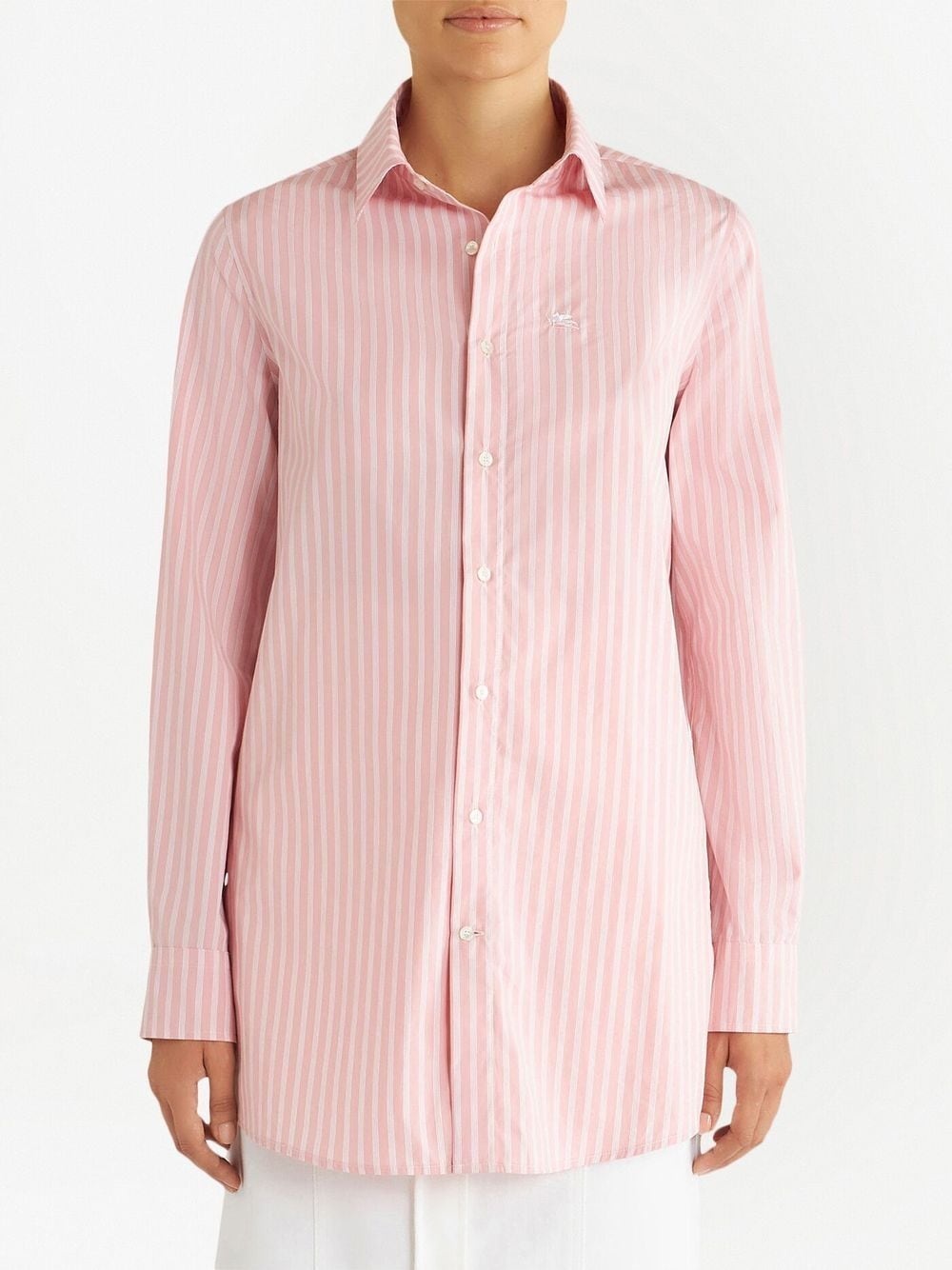 embroidered-logo striped shirt - 2