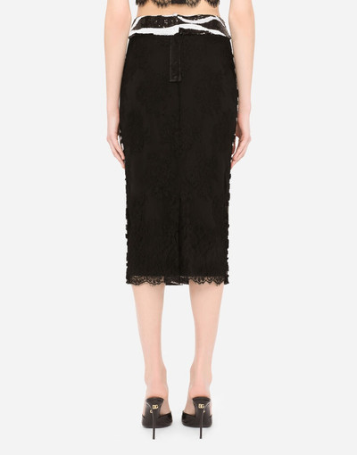 Dolce & Gabbana Chantilly lace pencil skirt with sequin embellishment outlook