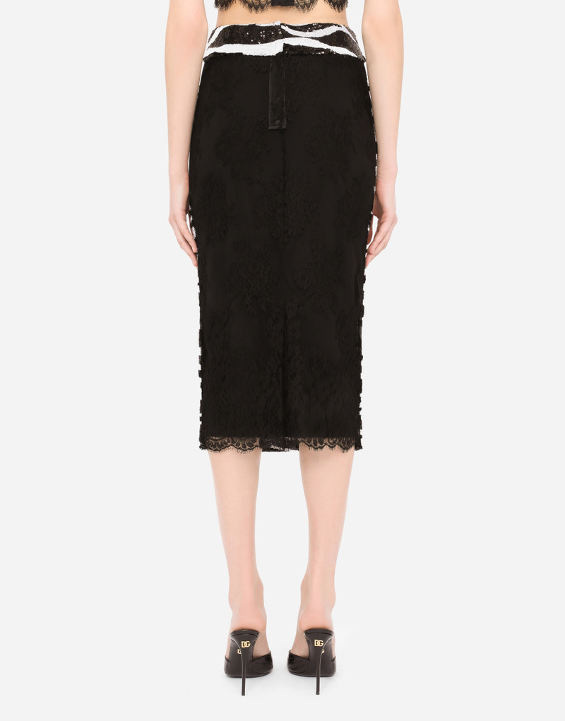 Dolce & Gabbana Chantilly lace pencil skirt with sequin embellishment outlook