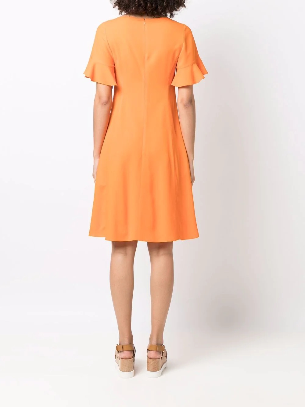 cut-out V-neck flared dress - 6