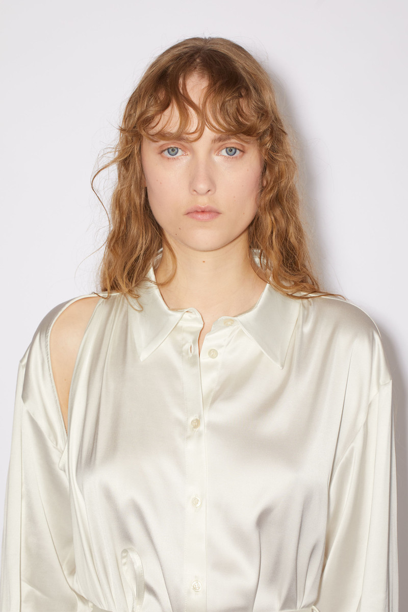 Satin shirt dress - White 6