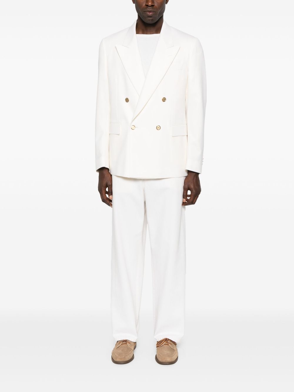 virgin wool-blend double-breasted blazer - 2