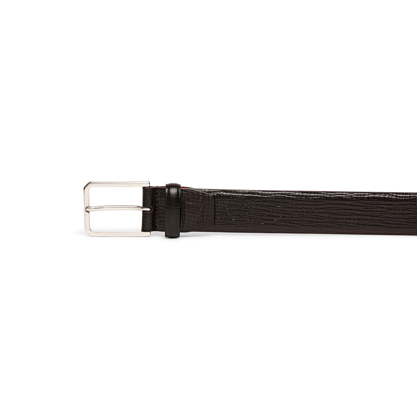 Men’s brown embossed leather adjustable belt - 3