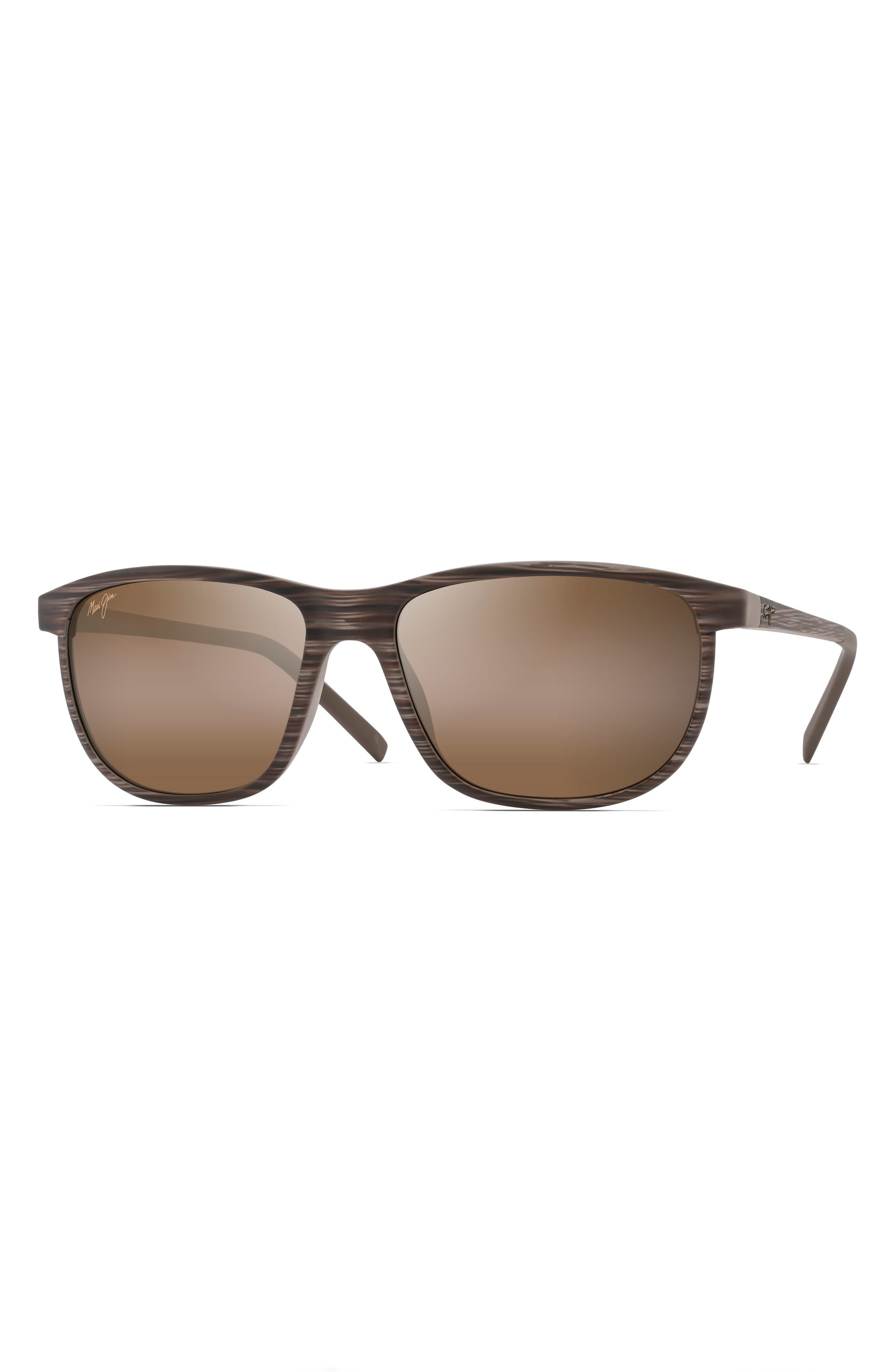 Maui Jim Lele Kawa 58mm Polarized Square Sunglasses in Brown Stripe/Hcl Bronze at Nordstrom - 3
