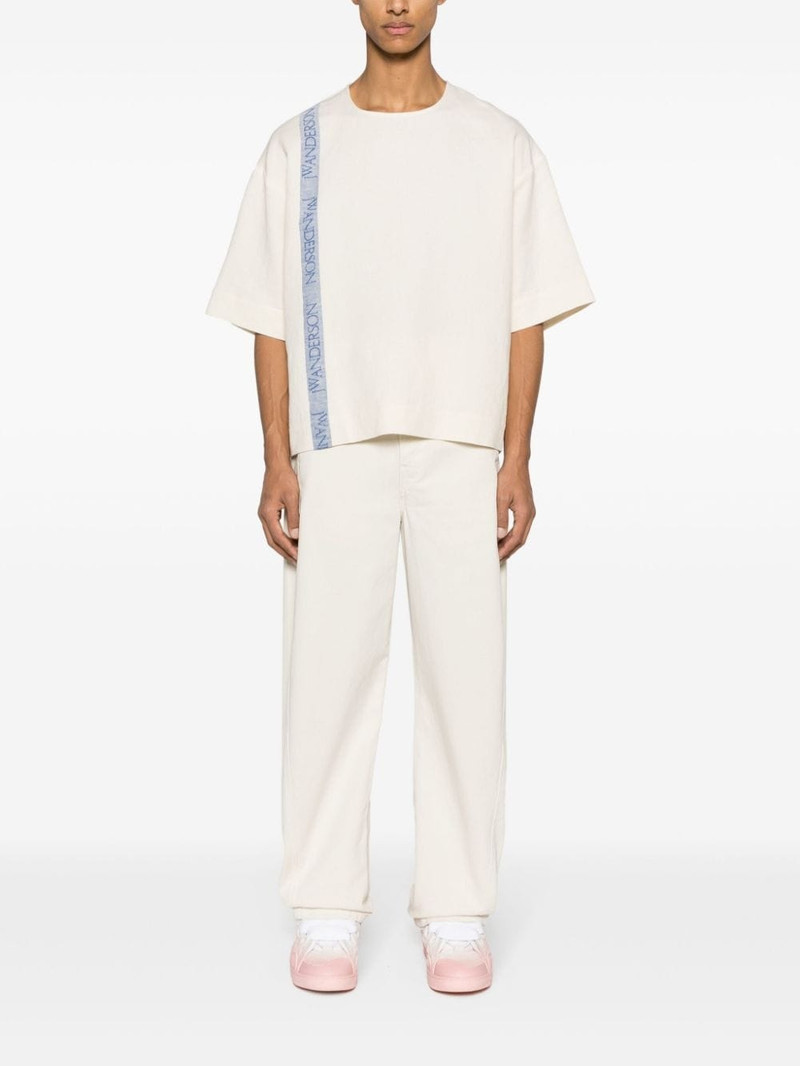 JW Anderson logo-stripe cotton-blend T-shirt outlook