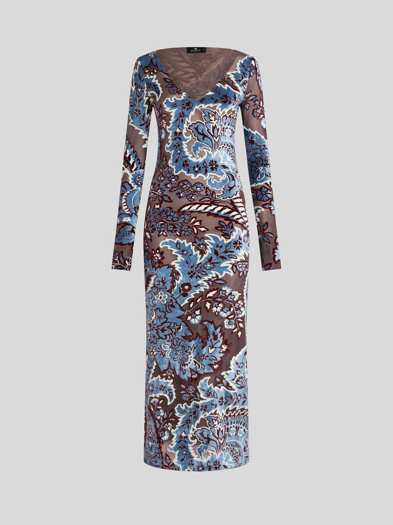 TULLE AND JACQUARD VELVET DRESS - 1