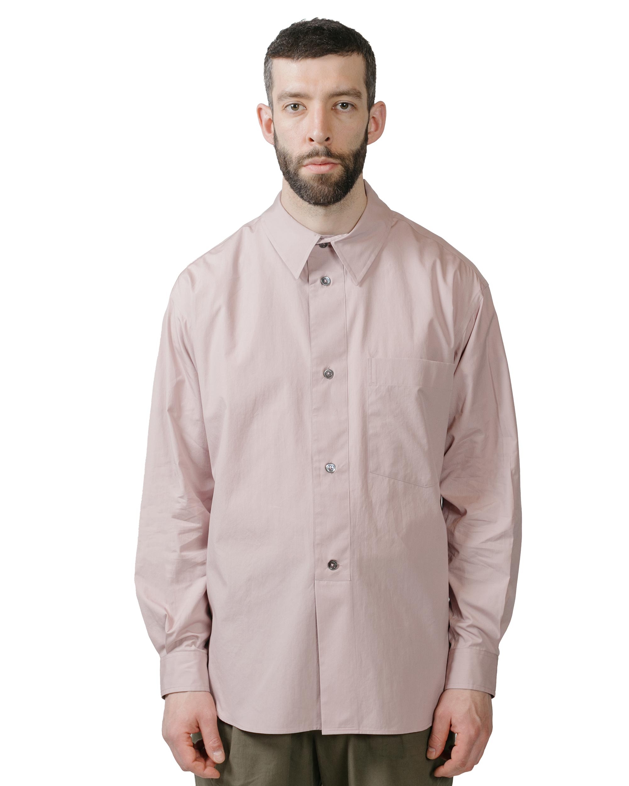 Half Placket Shirt Paper Cotton Poplin Dusty Pink - 2