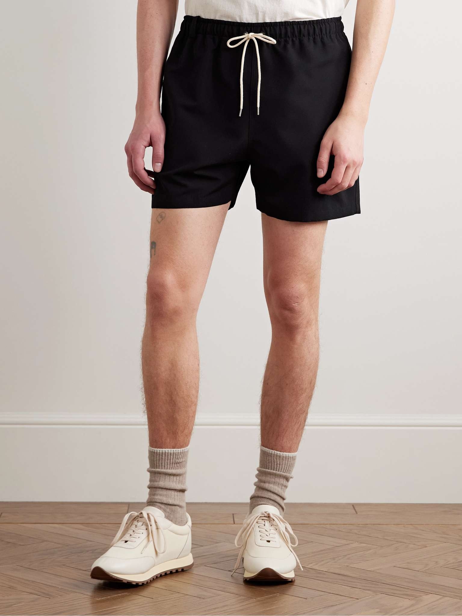 Straight-Leg Wool-Faille Drawstring Shorts - 3