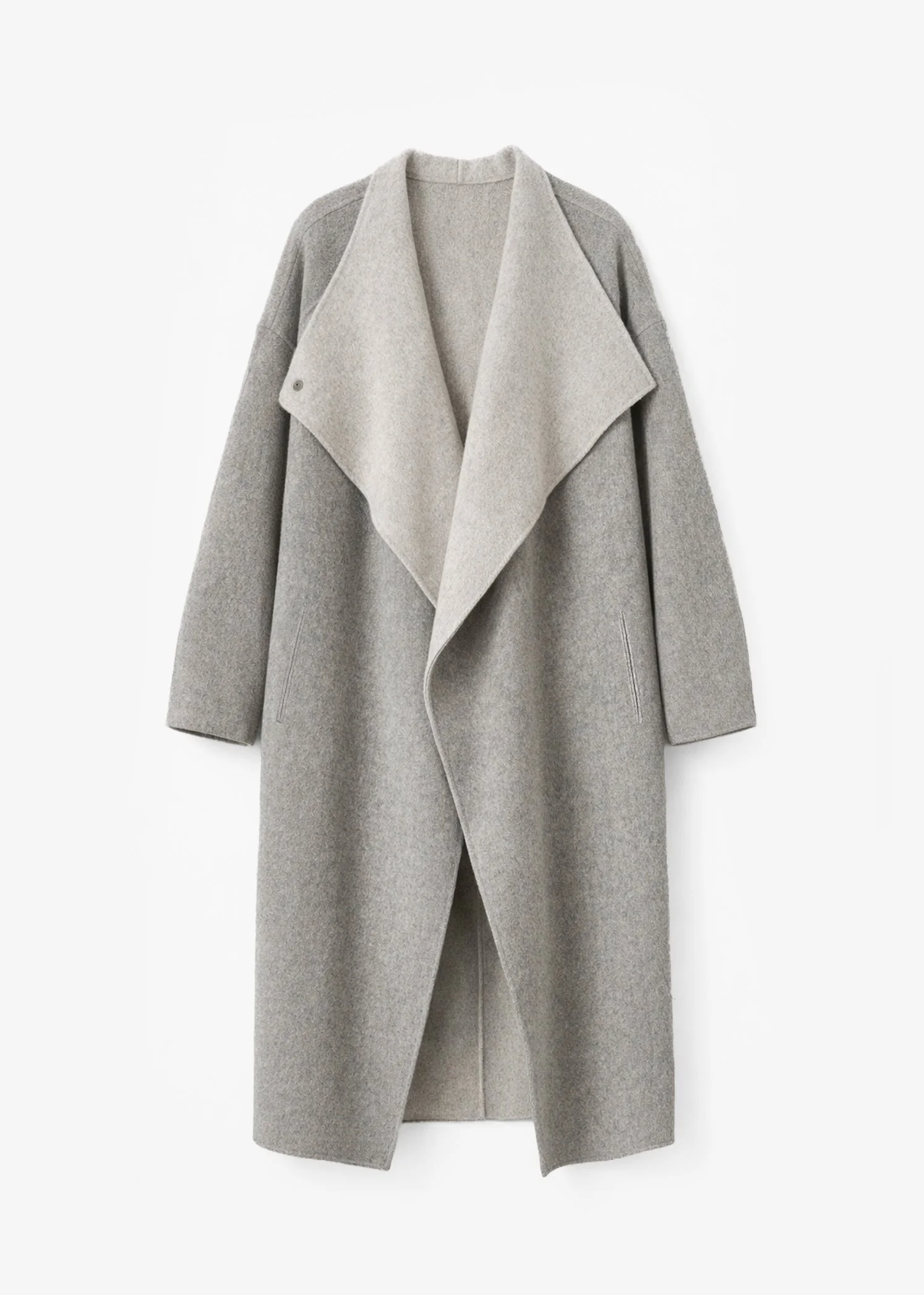 Leroy Reversible Funnel Neck Wool Coat - Beige - 1