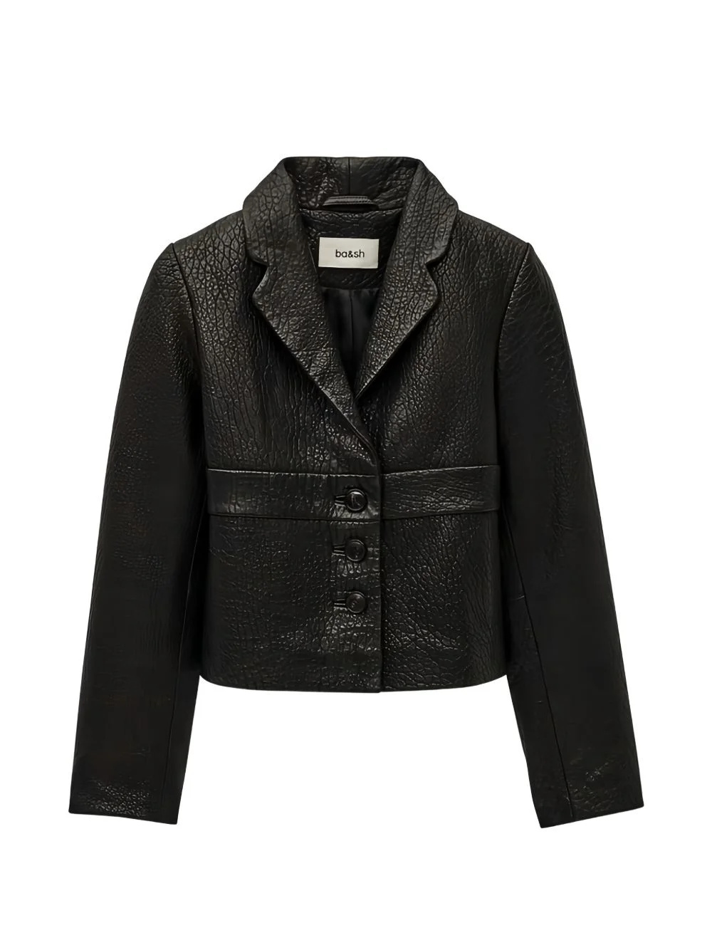 leather cropped jacket - 1