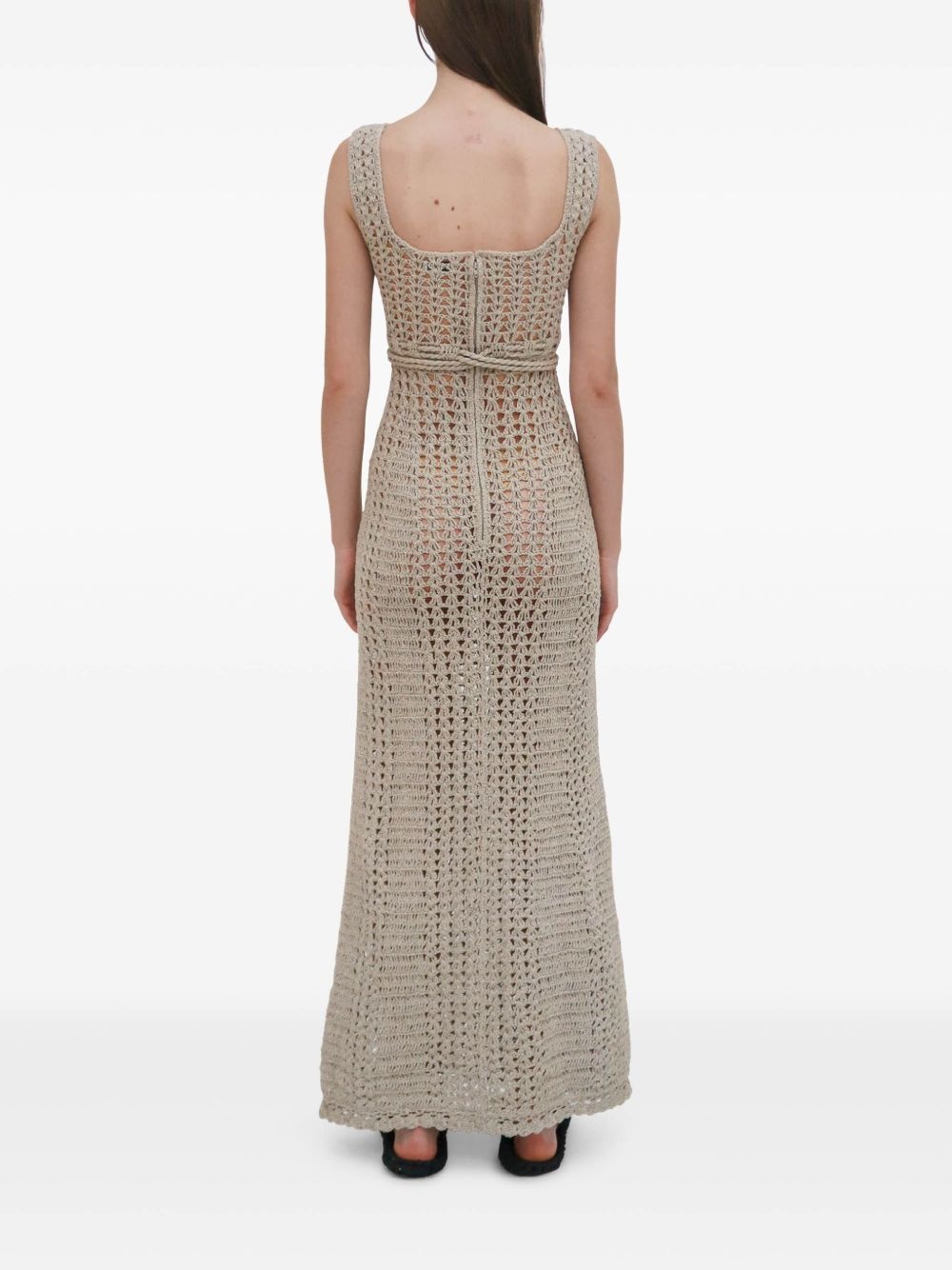 crochet-knit midi dress - 4