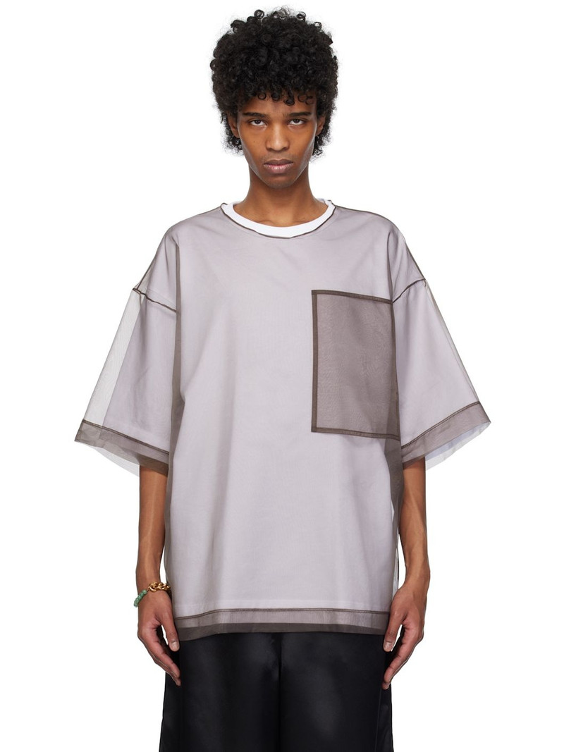 White Sheer Overlay T-shirt - 1