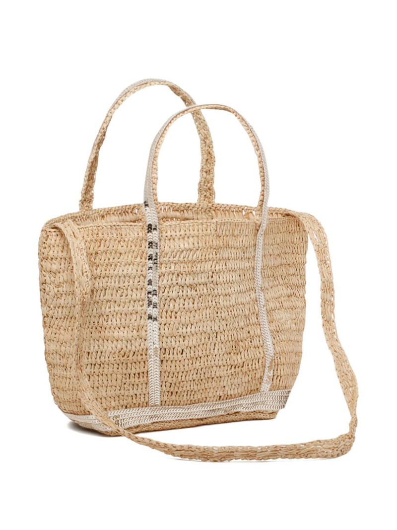 sequin-embellished raffia tote bag 3