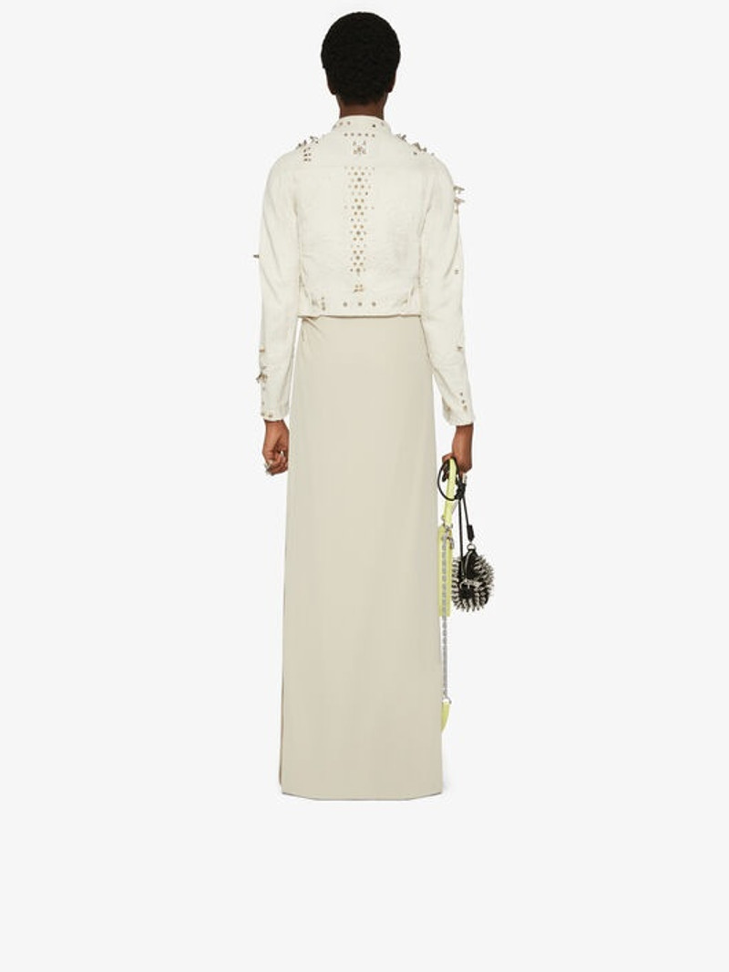 BIKER JACKET IN DESTROYED DENIM WITH STUDS 4