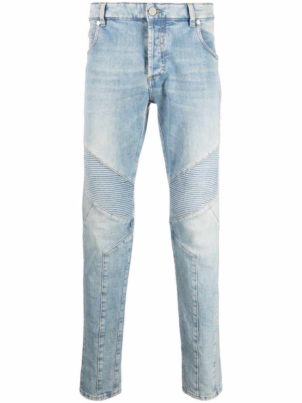 multi-cuts ribbed tapered jeans - 1