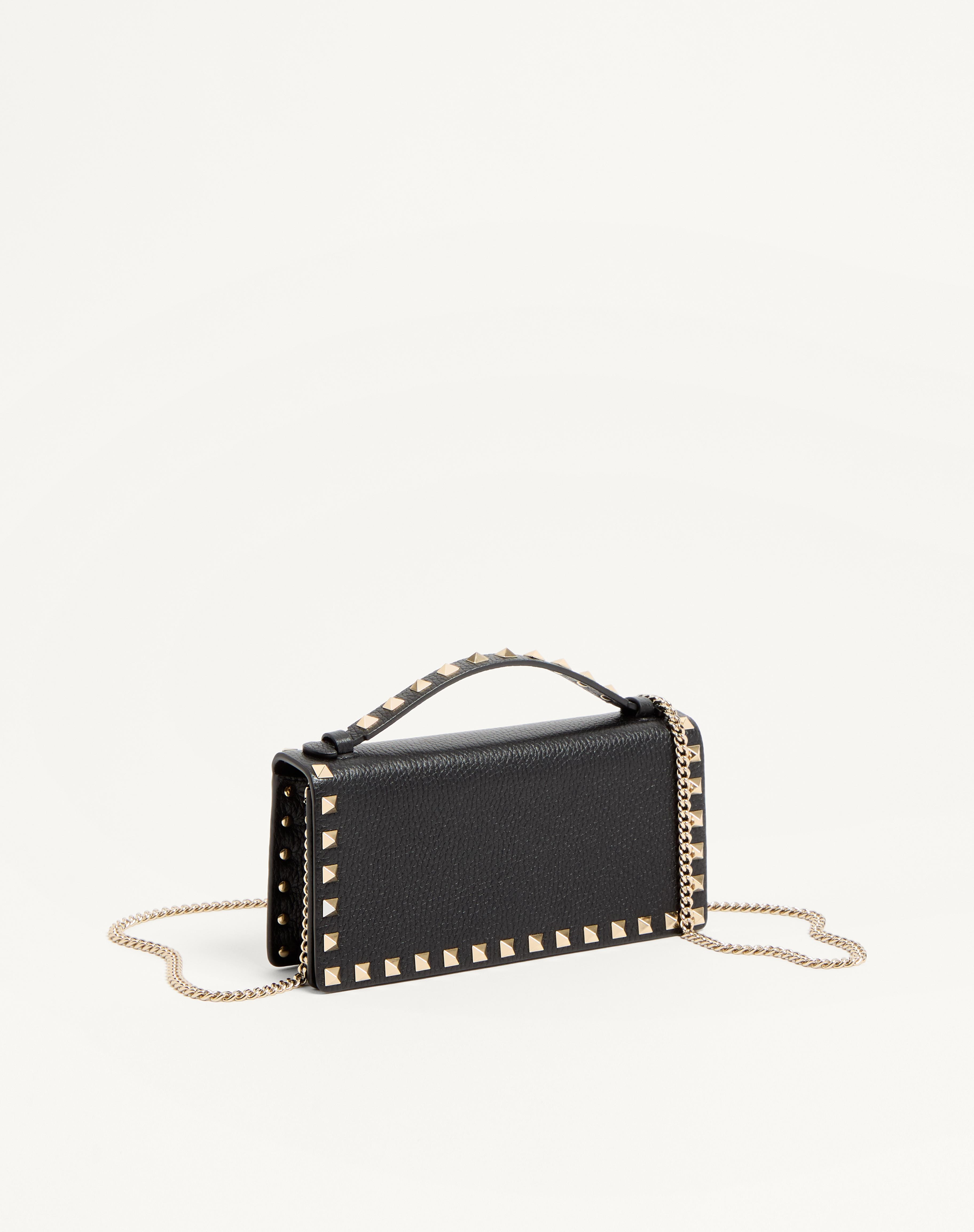ROCKSTUD WALLET WITH CHAIN IN GRAINY CALFSKIN - 3