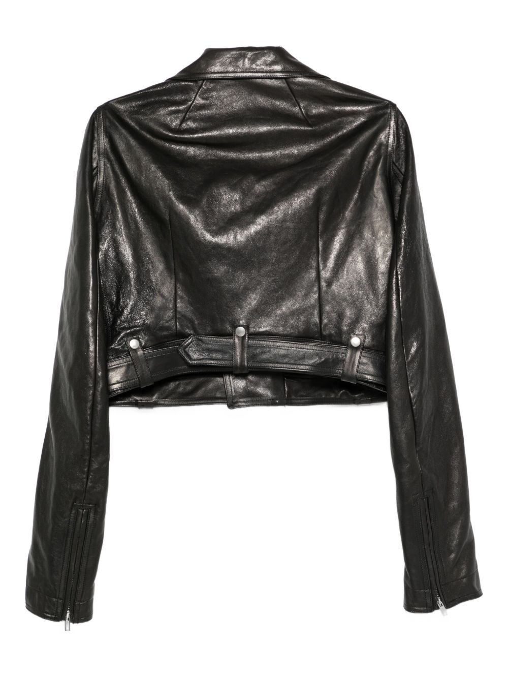 belted leather jacket - 2