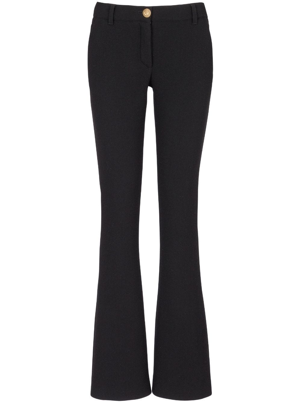 virgin wool crepe-texture flared trousers - 1