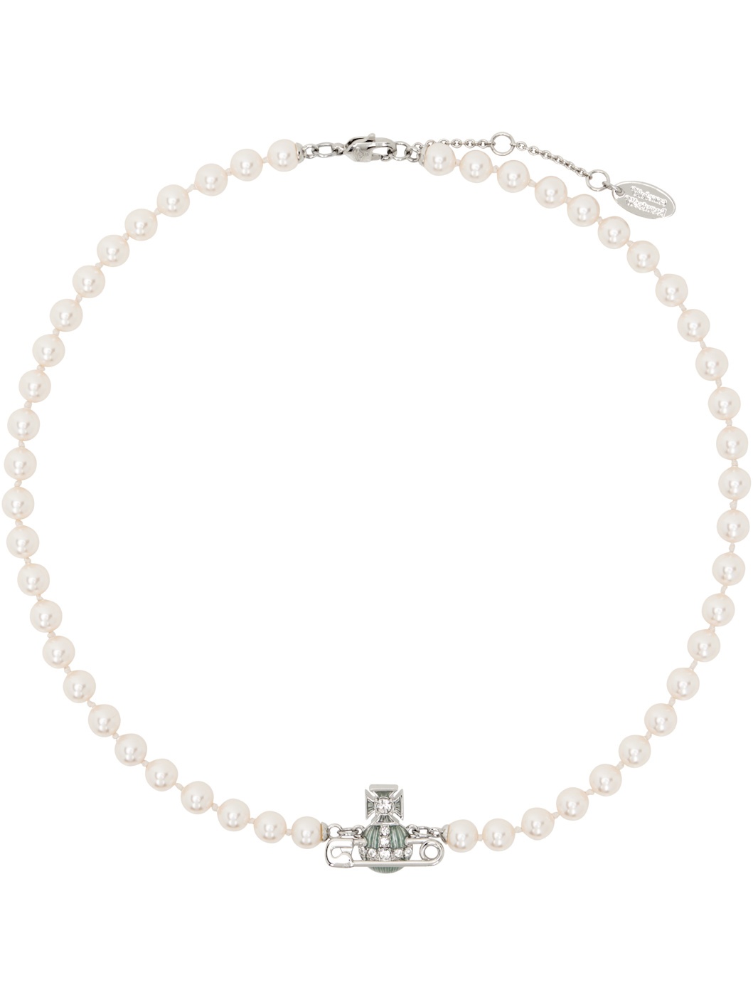 Silver & Blue Kitty Pearl Necklace - 1