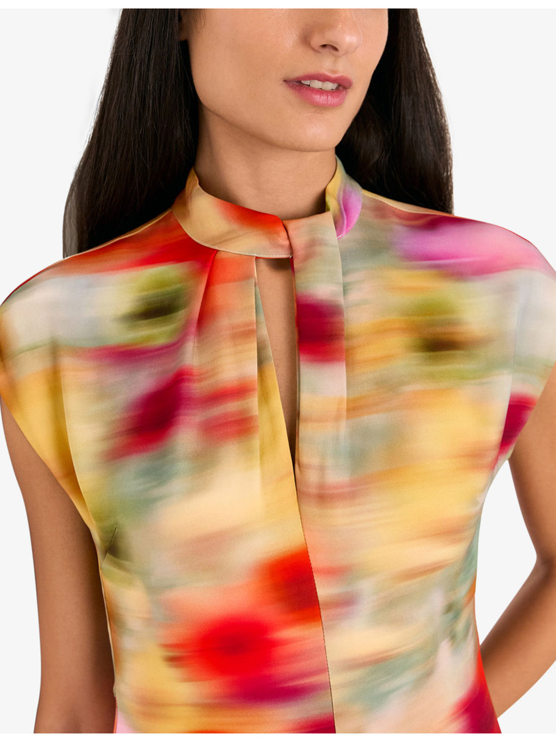 Photographic Flower-Print Stretch-Woven Midi Dress 3