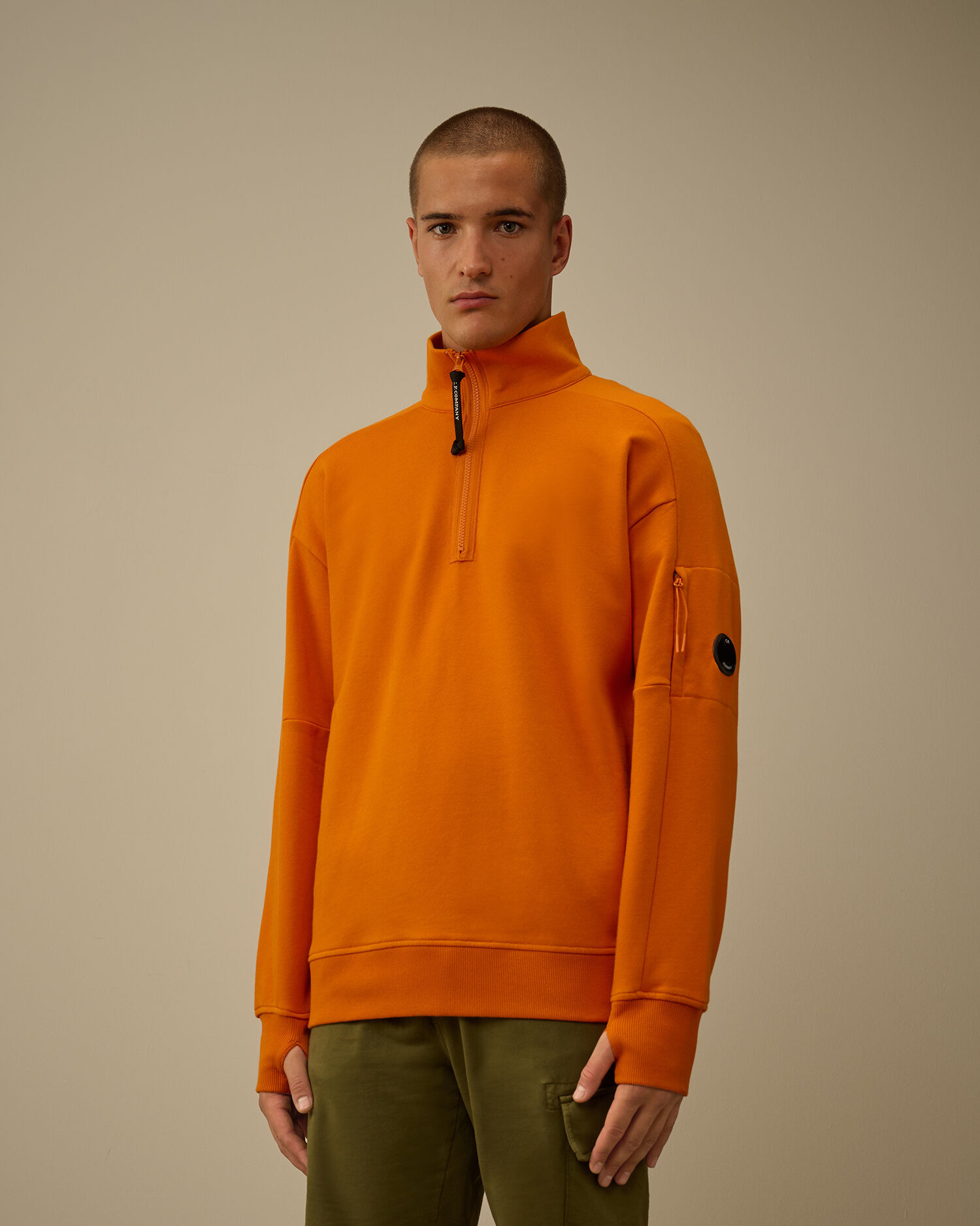 Diagonal Raised Fleece Half Zip Sweatshirt - 3