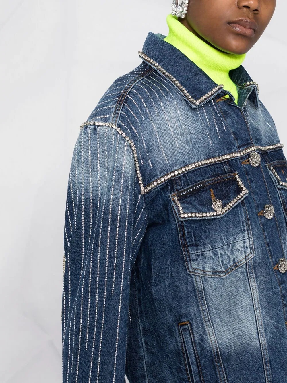 crystal-embellished denim jacket - 3