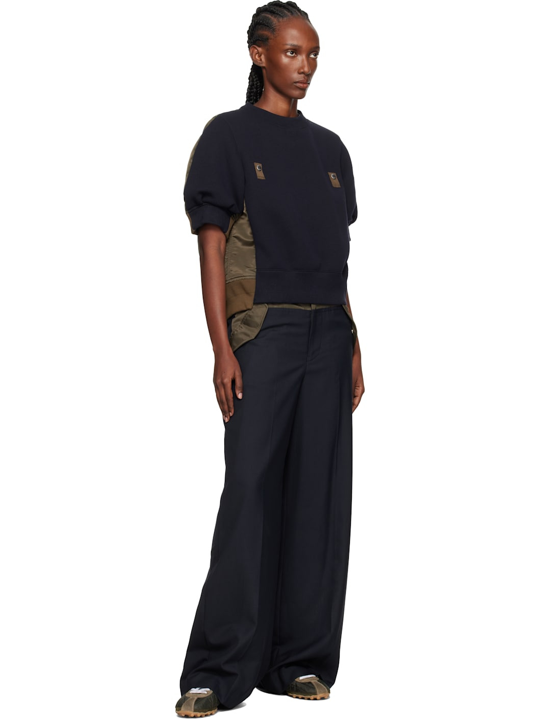Navy & Khaki Sponge x Nylon Twill Sweatshirt - 4
