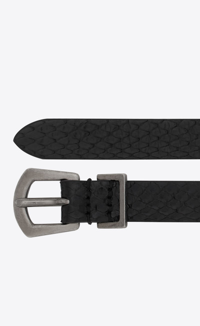 SAINT LAURENT rock n' roll buckle belt in python-embellished lacquered leather outlook