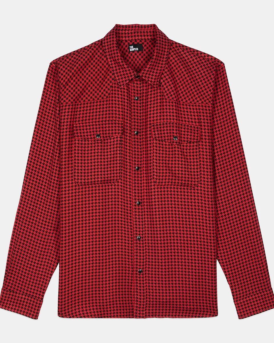 BLACK AND RED HOUNDSTOOTH SHIRT - 1