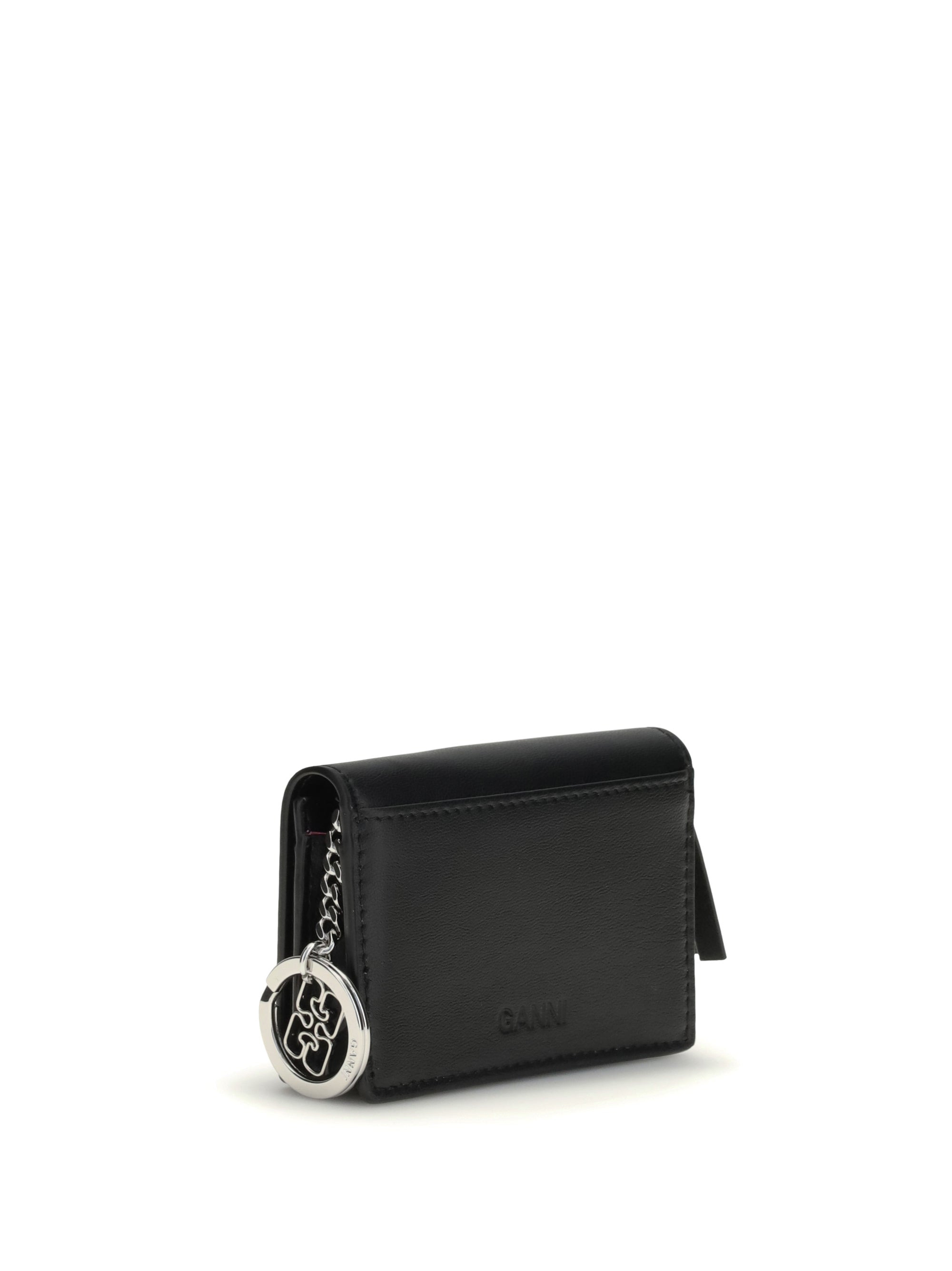 Ganni Women Ganni Card Holder With Flap Blue Dog - 2