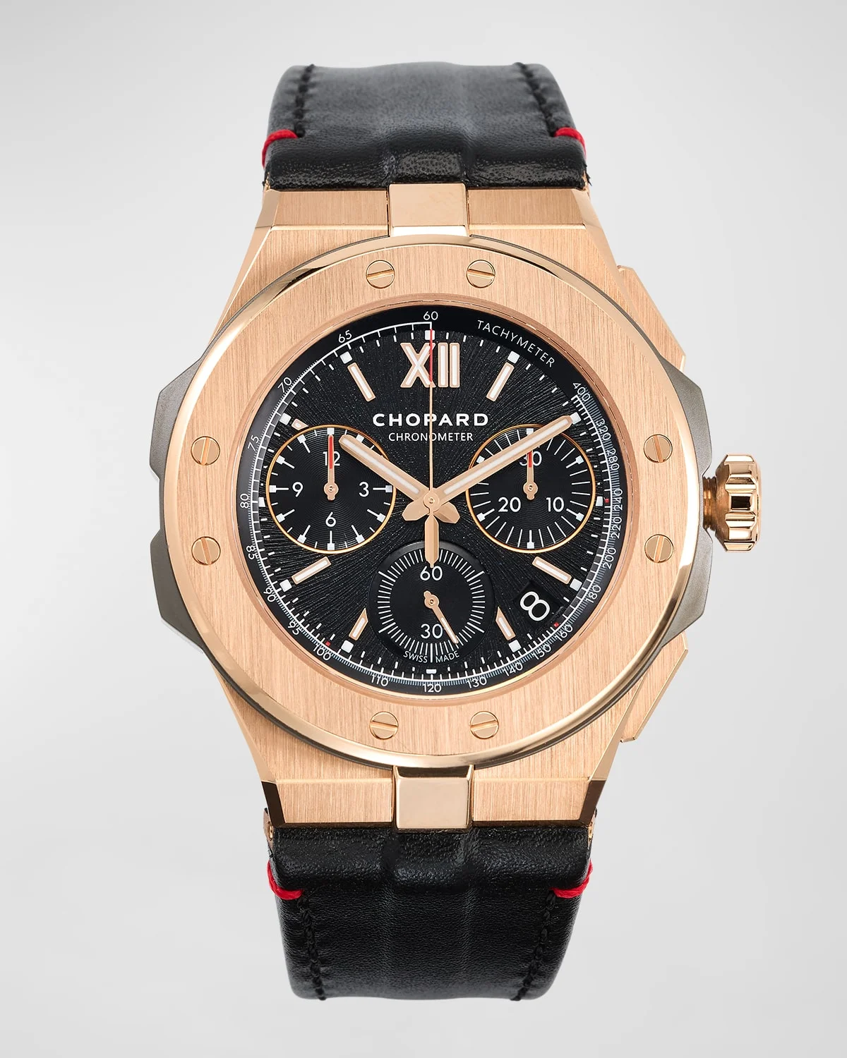 44mm Alpine Eagle XL Chrono Watch with Leather Strap, Black - 1