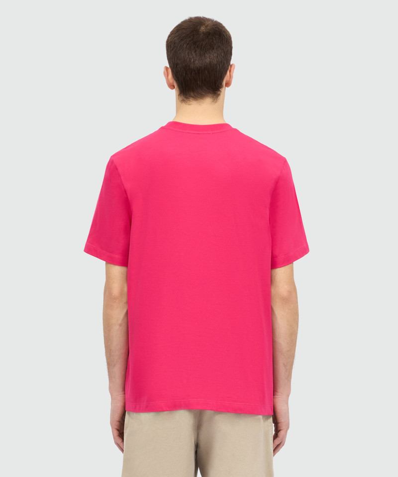 Pink short-sleeve cotton jersey T-shirt with micro logo on the front 3