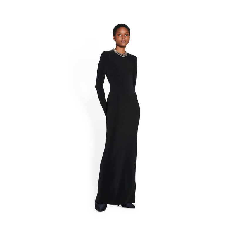 BALENCIAGA Women's Maxi Crewneck Dress in Black outlook