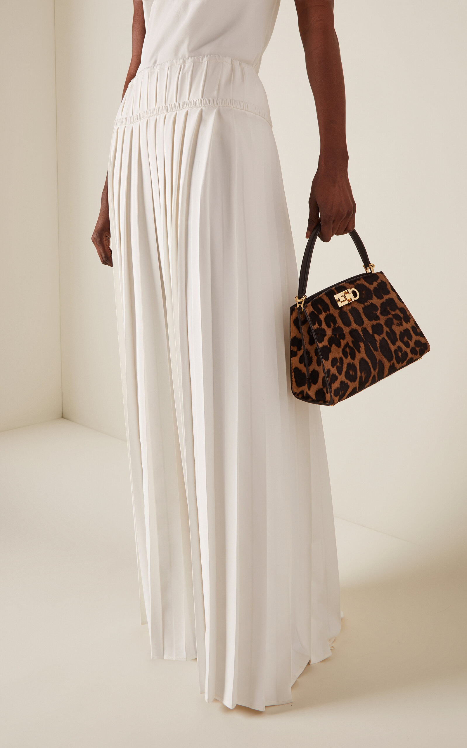 Pleated Crepe Maxi Skirt neutral - 3