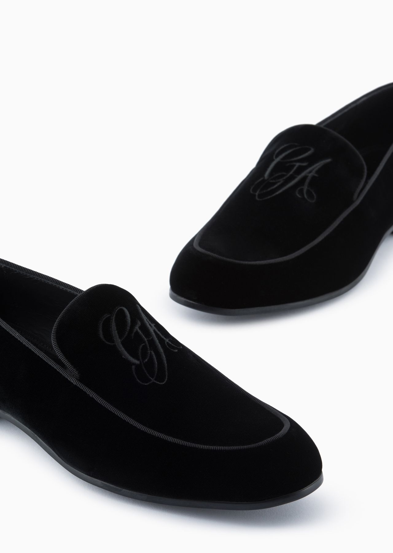 Velvet loafers with embroidered logo - 5