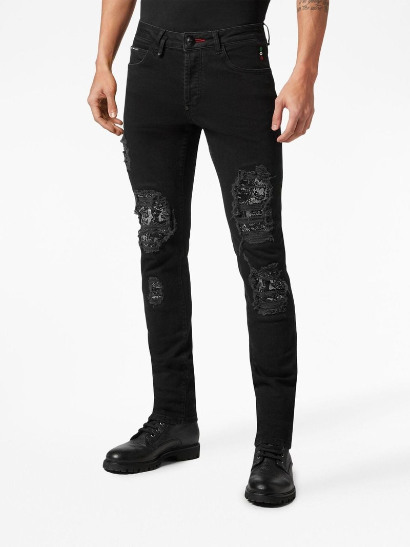 rhinestone-embellished low-rise skinny jeans 3