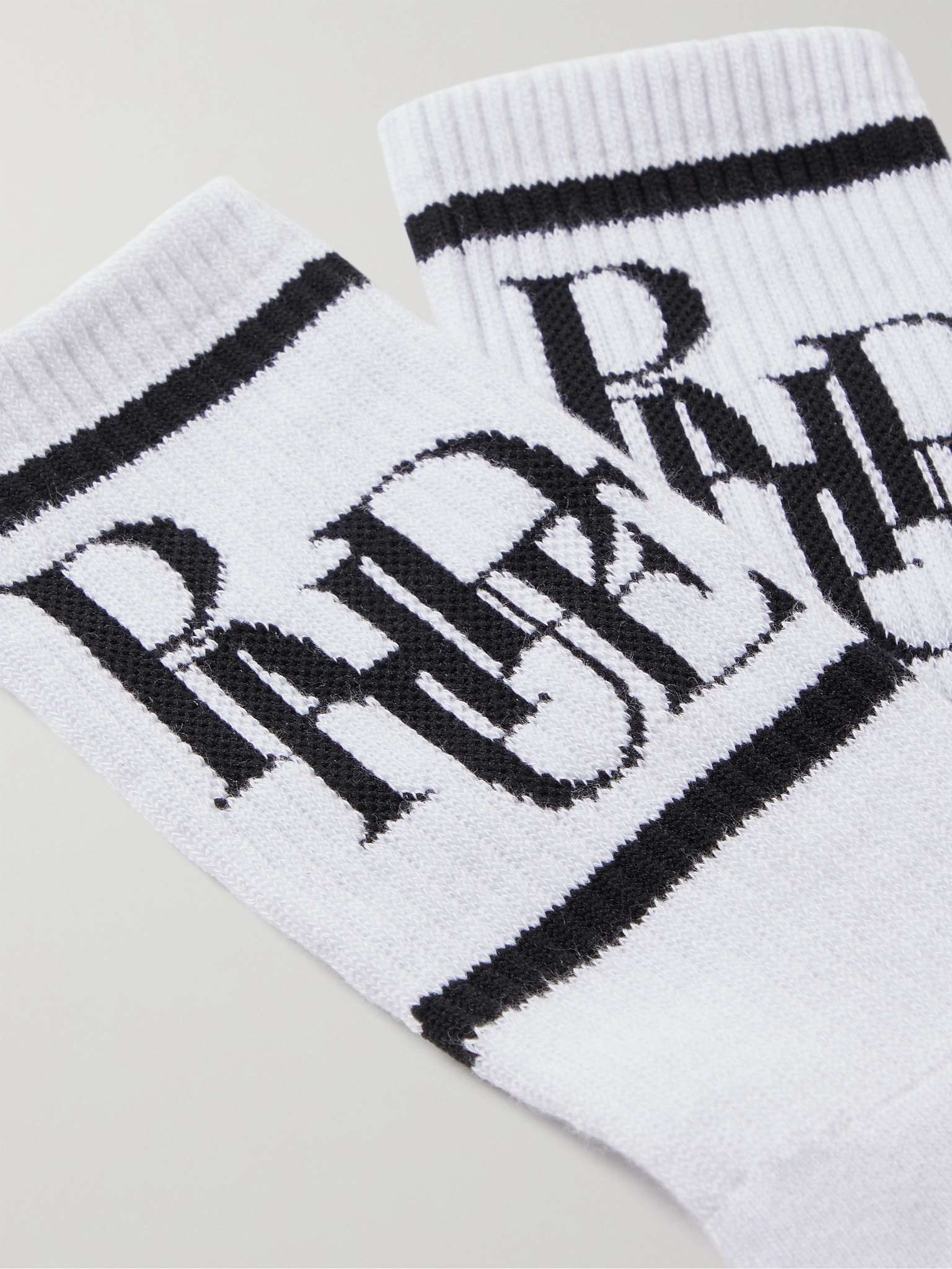 Ribbed Logo-Jacquard Cotton-Blend Socks - 2