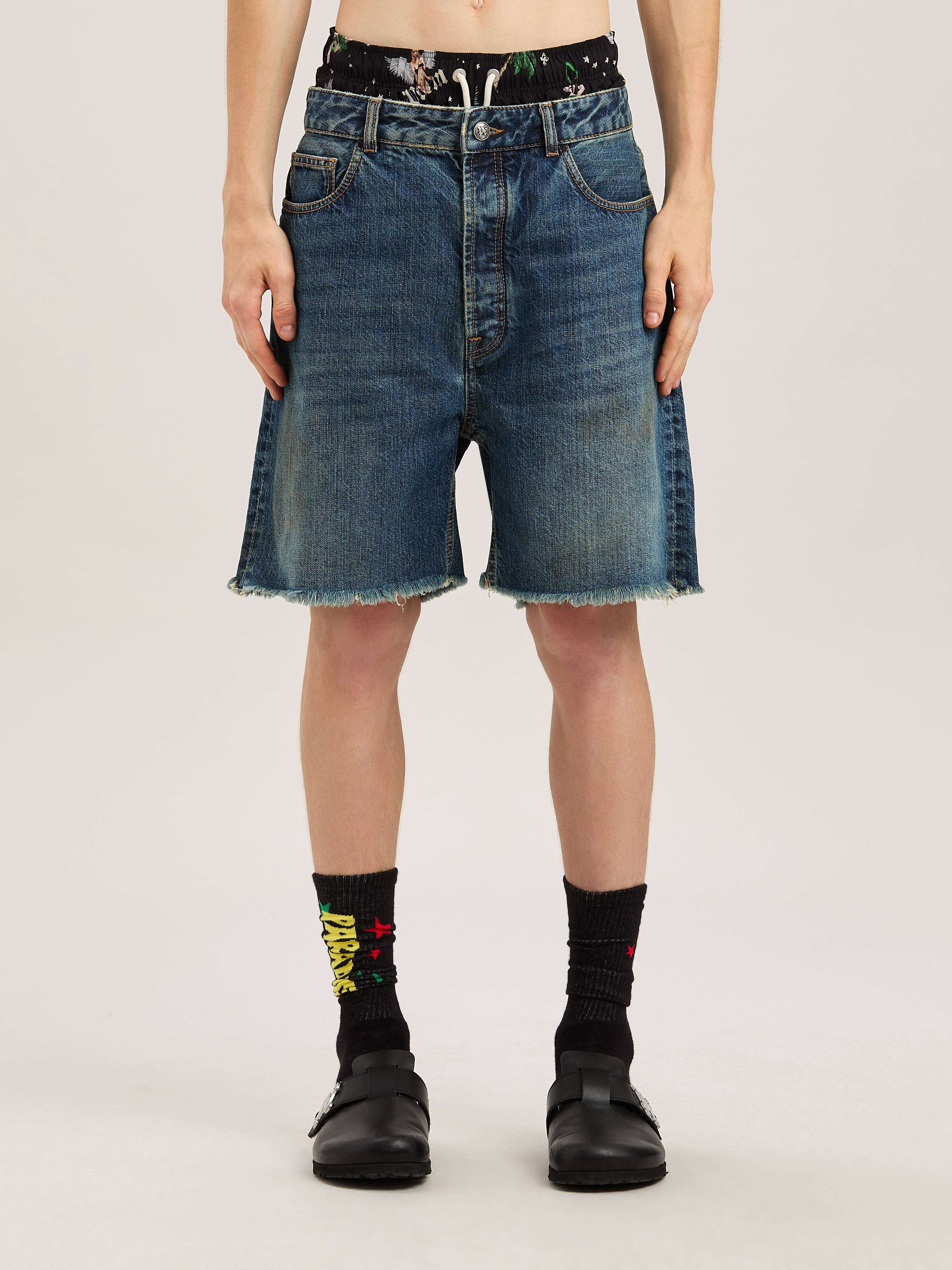 Lasered Curved Logo denim shorts - 3
