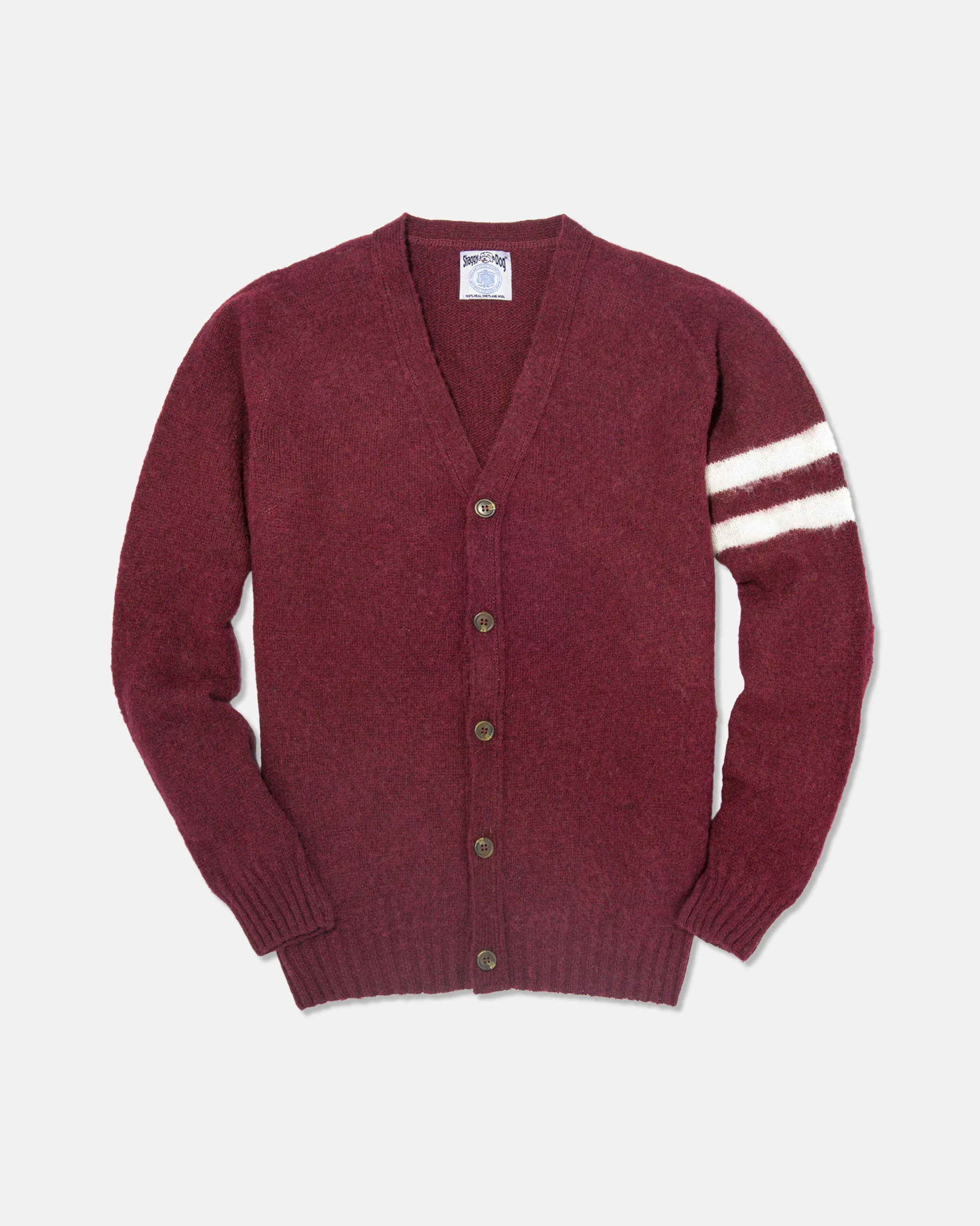 MADE-IN-SCOTLAND CRIMSON SHAGGY DOG UNIVERSITY CARDIGAN - 1