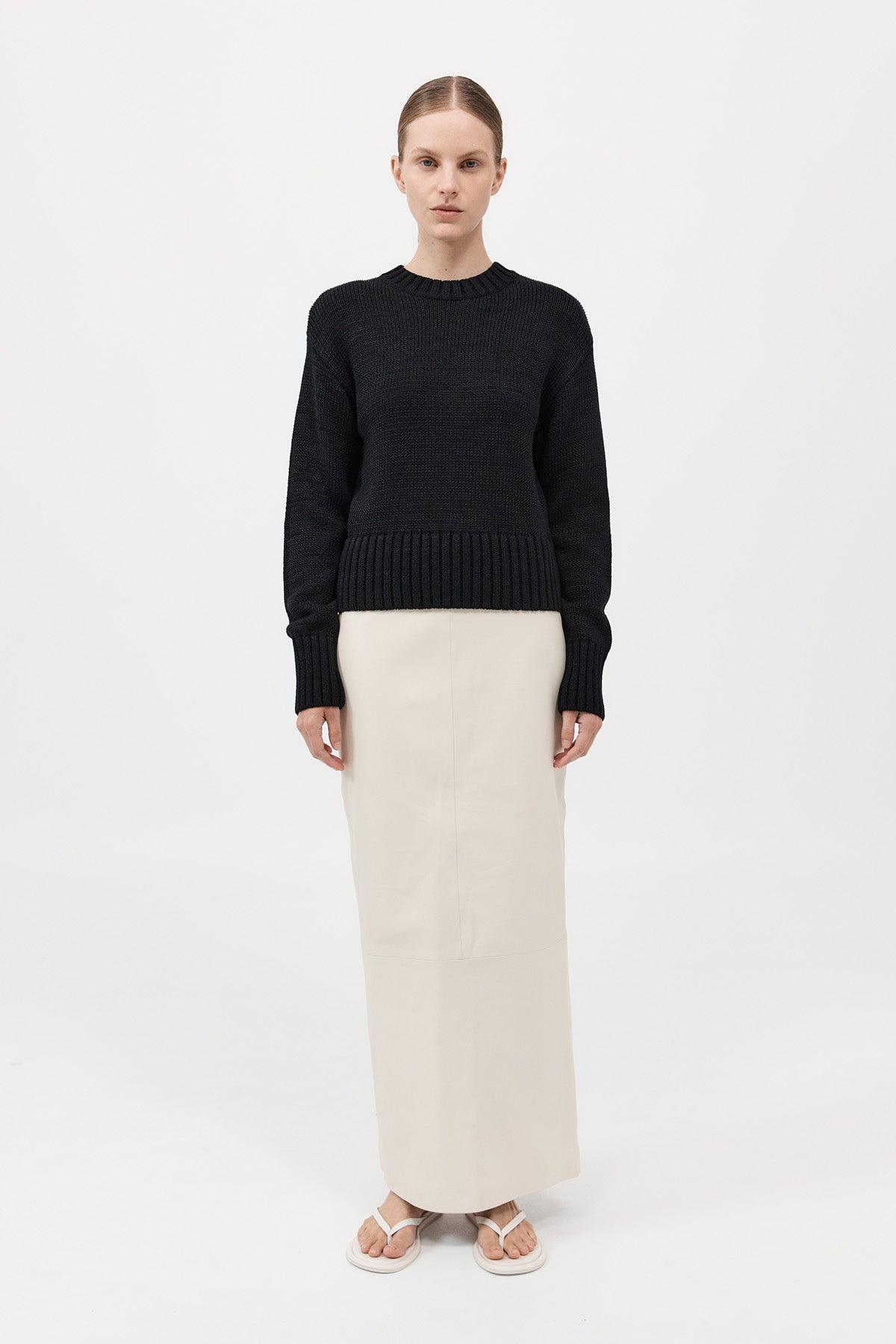 Linen Silk Blend Jumper - Black - 2