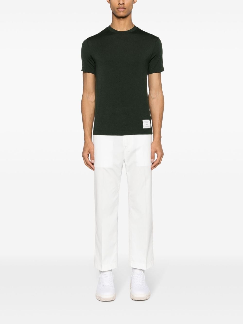 stripe-detailing wool T-shirt - 2