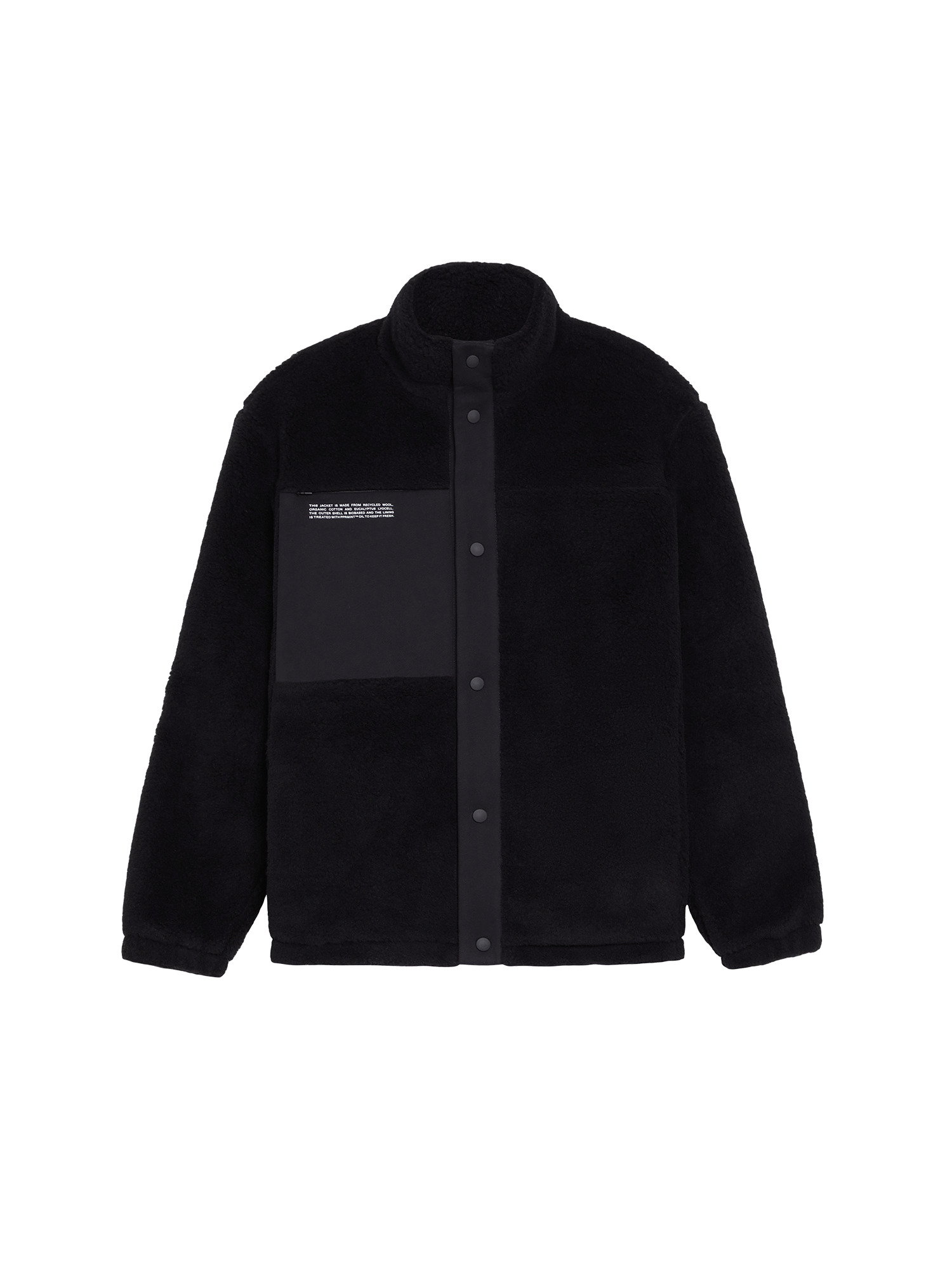 Womens Recycled Wool Fleece Jacket - Black - 1