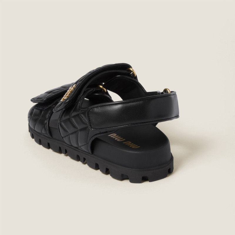 Miu Miu Sporty matelassé nappa leather sandals outlook