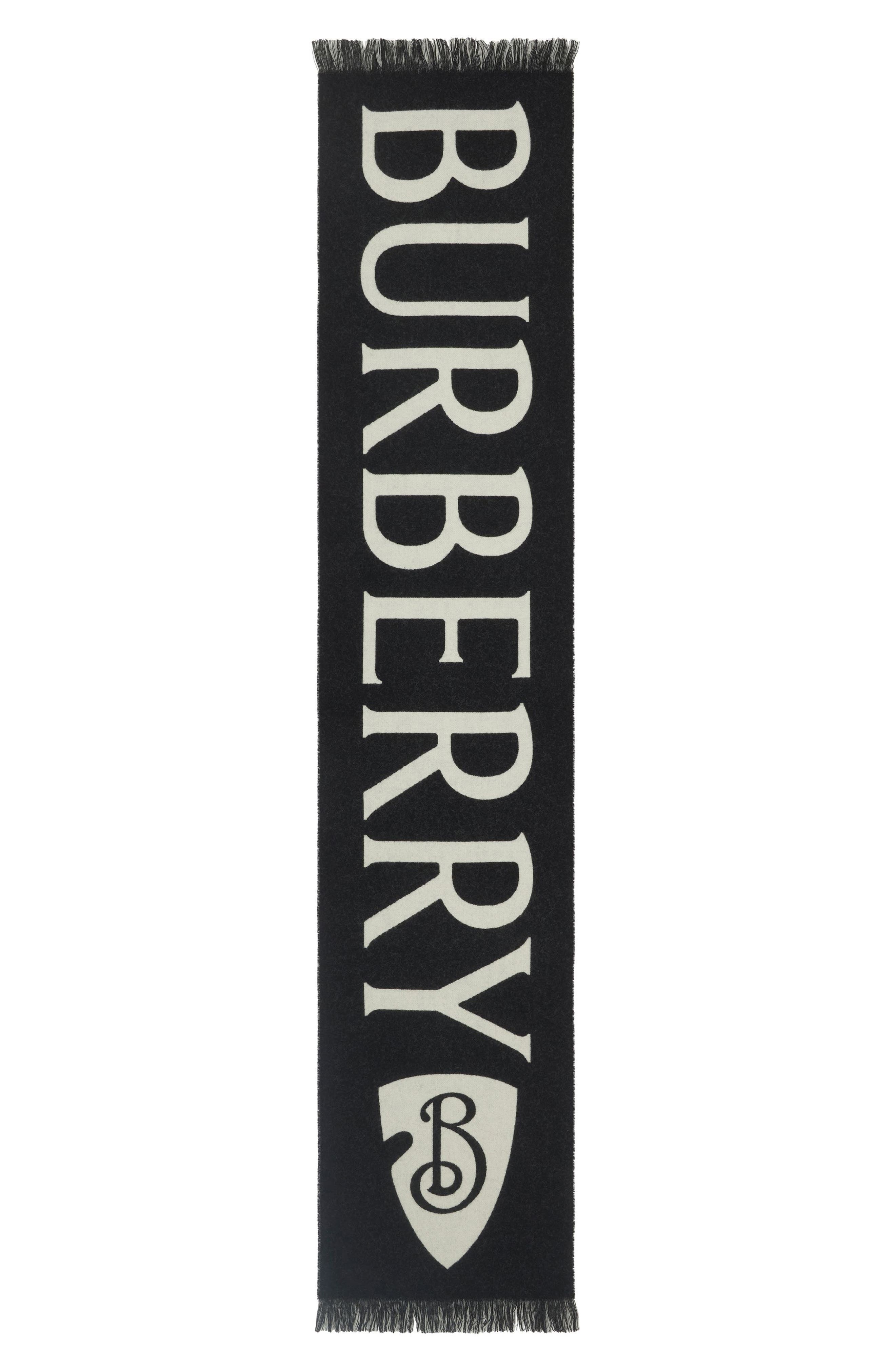 burberry Reversible Logo Jacquard Wool Scarf in Black/Calico at Nordstrom - 1