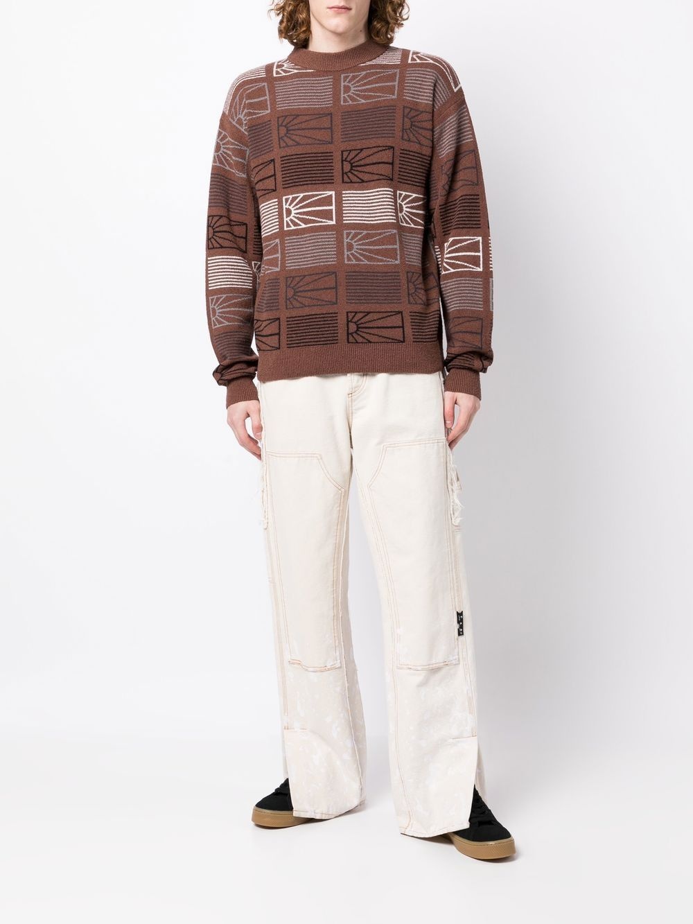 intarsia-knit ribbed-trim jumper - 2