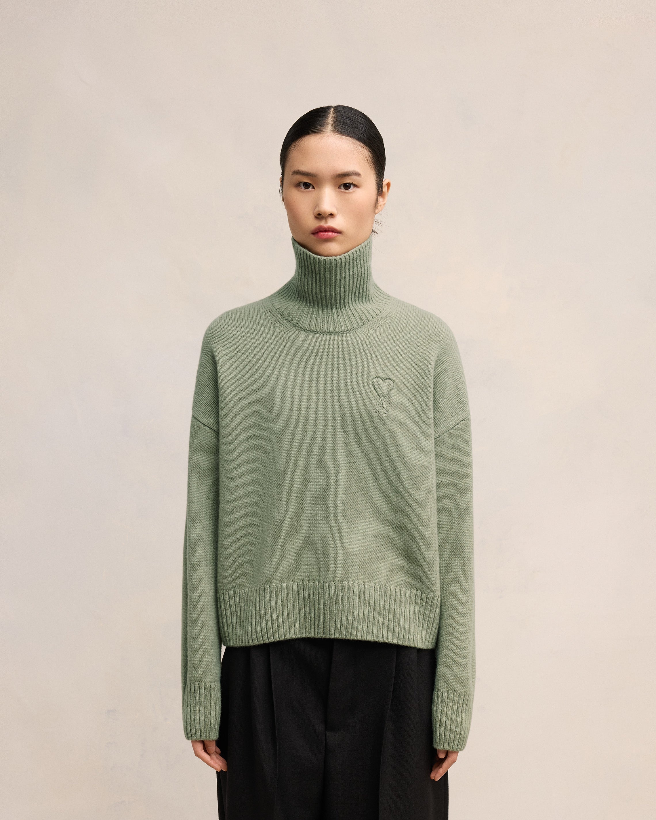 EMBOSSED AMI DE COEUR FUNNEL NECK SWEATER - 3