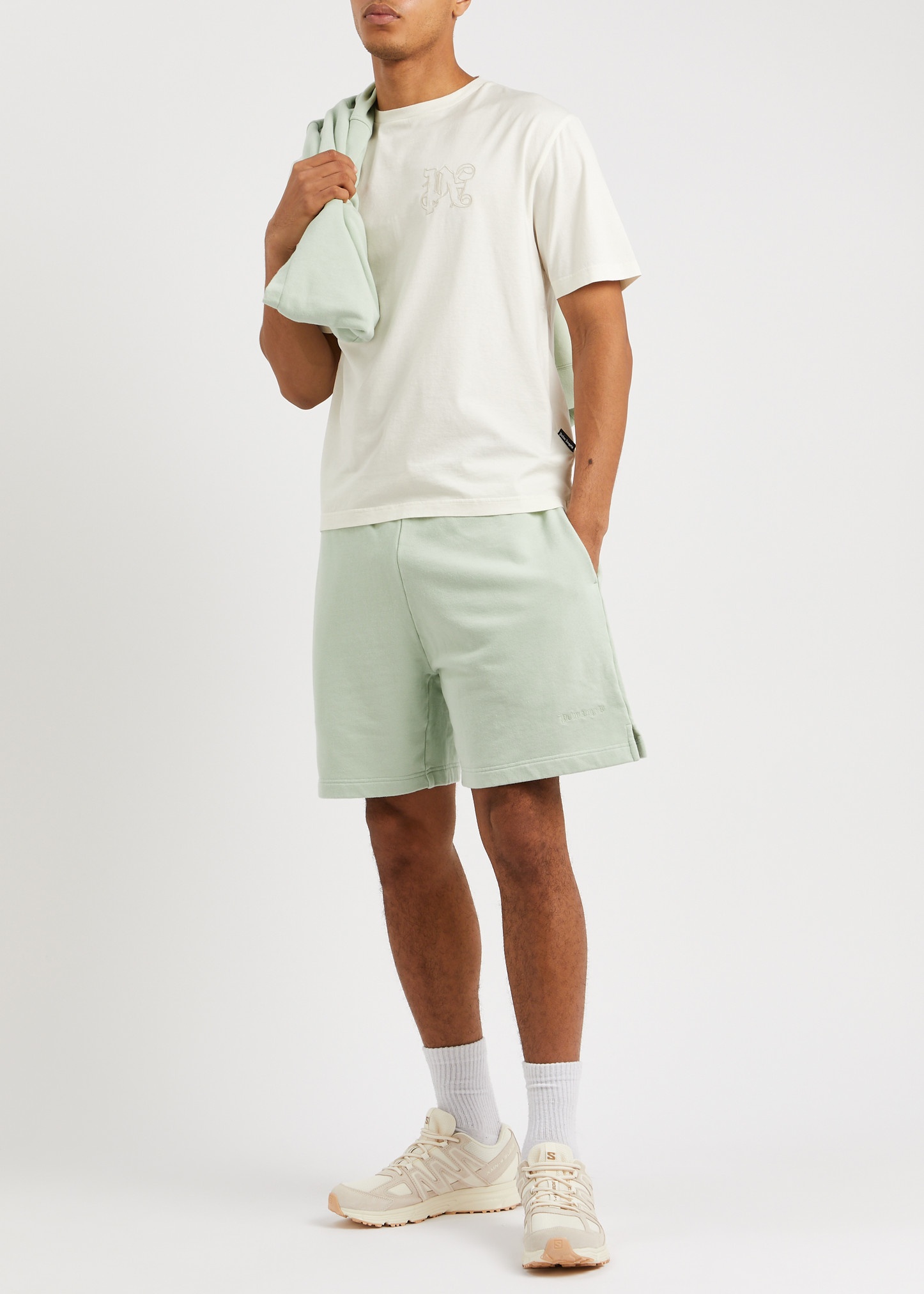 Logo-embroidered cotton shorts - 4